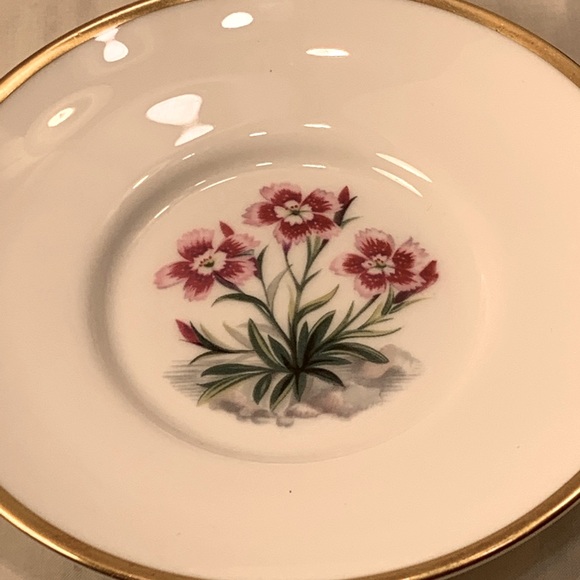 Royal Worcester Gold & White Trinket Dish, Alpine Flowers, Saucer China EASTER - Picture 4 of 7